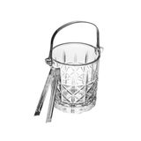 Balde De Vidro Para Gelo C/alça E Pegador Aço Inox Flor De Lótus 1 Litro Wolff