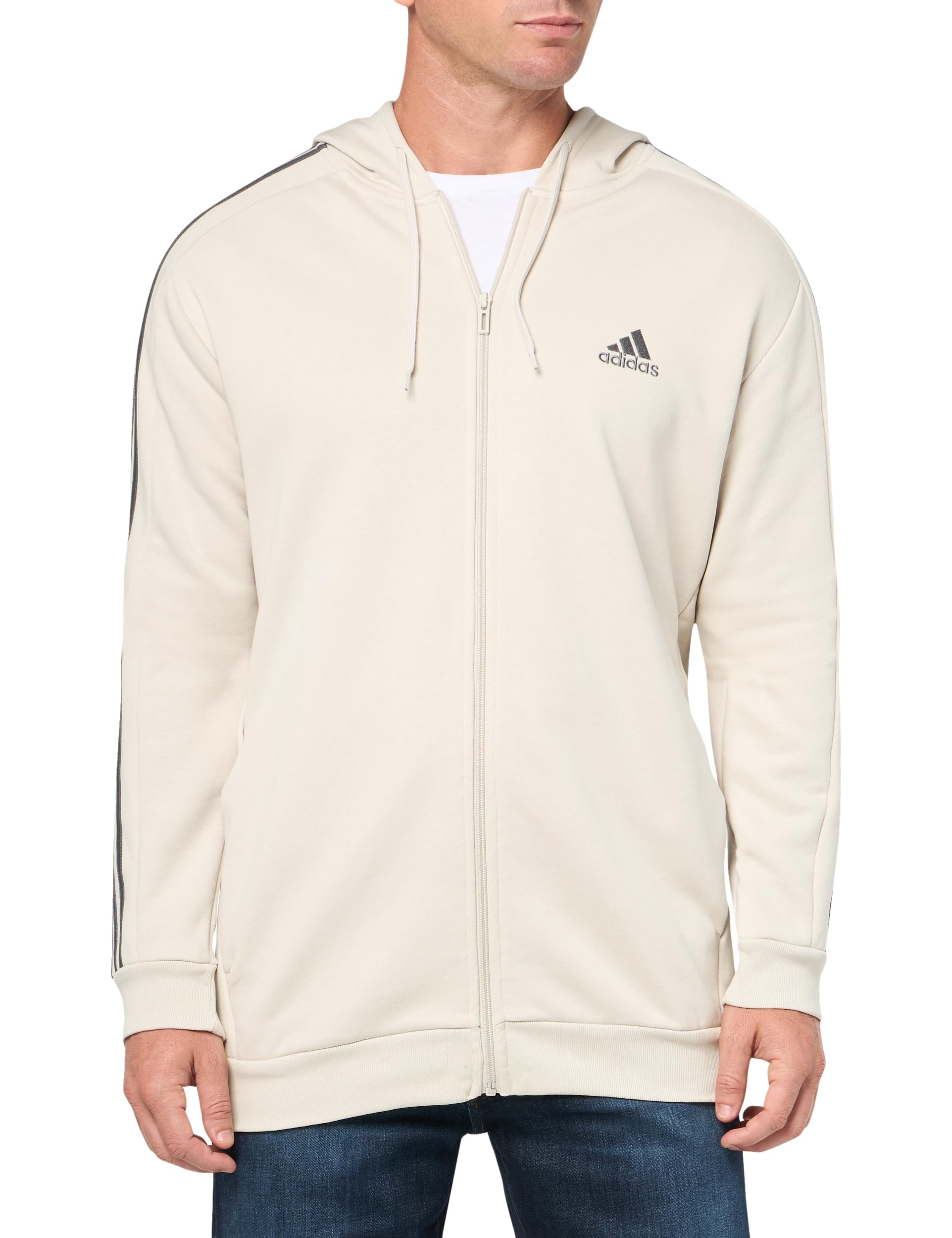 Moletom Masculino Adidas, Tamanho Alto, Essentials, 3 Listras, Lã