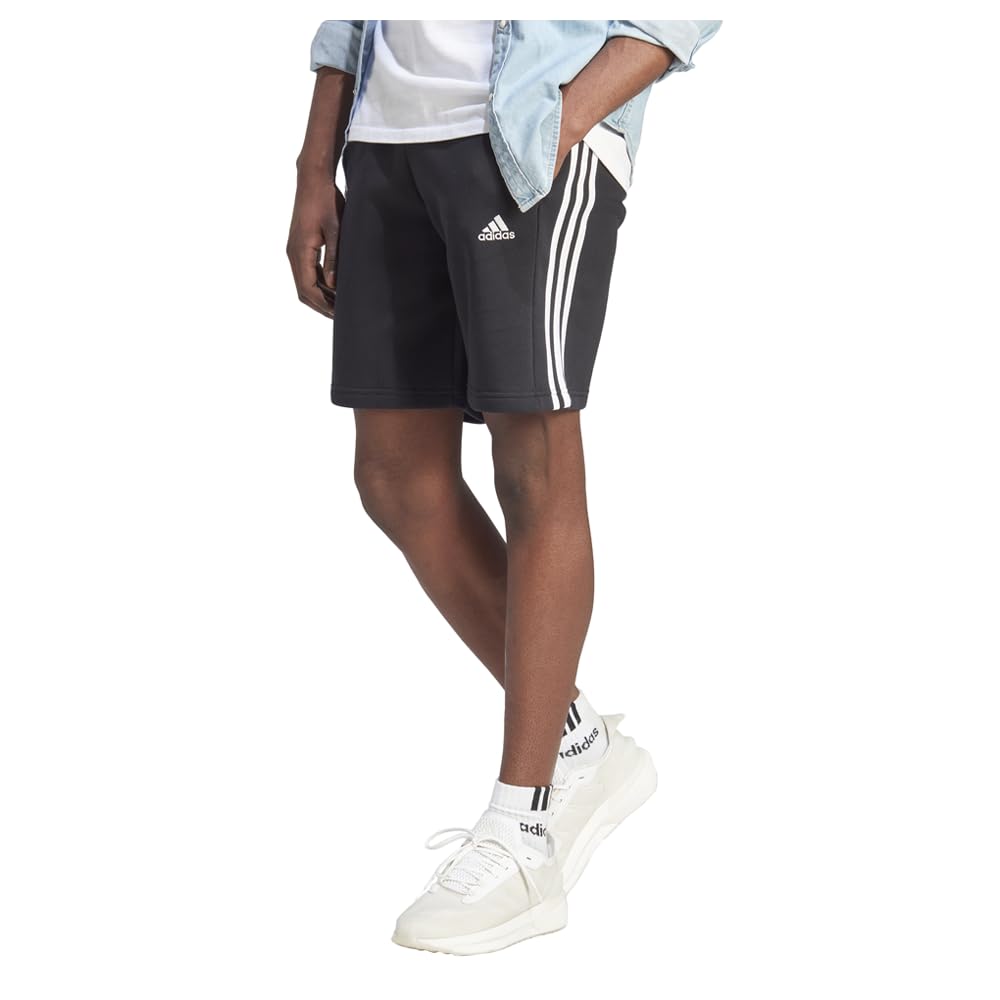 Shorts Adidas Essentials Fleece De 3 Listras Para Homens Pretos