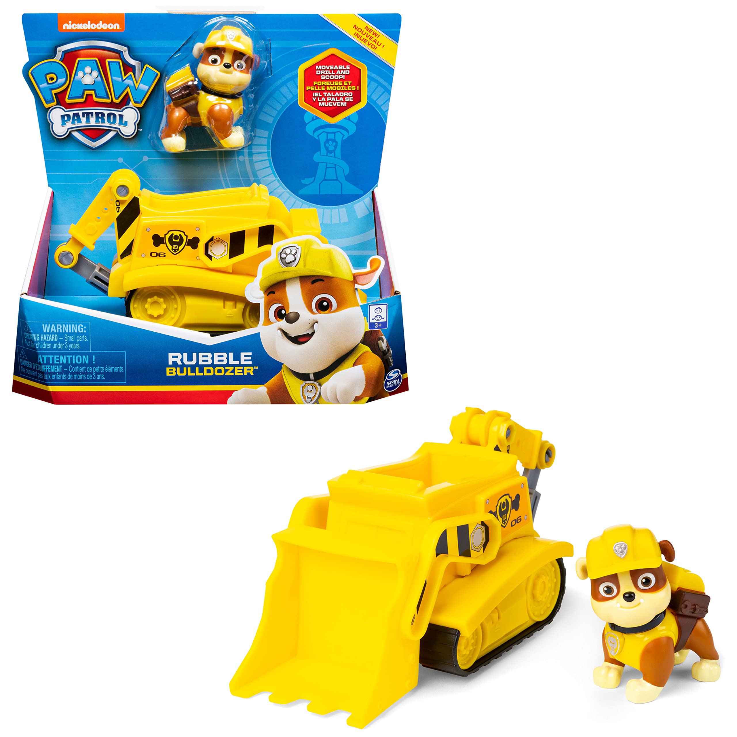 Veículo De Brinquedo Paw Patrol Rubble Bulldozer Com Boneco De Mais De 3 Anos