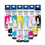Kit 6 Cores Tinta Epson 673 T673 Original Para Impressora Ecotank L800 L805 L810 L850 L1800 6x70ml