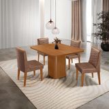 Mesa De Jantar Eloise Canto Copo 4 Cadeiras Moderna Mobília Tork/naturale