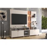 Home Cross Frisado Painel Para Tvs Até 55 Polegadas 4 Portas Off White Perolizado Jequitiba Lukaliam