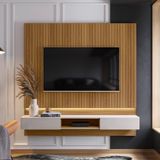 Painel Paris Painel Para Tvs Até 70 Polegadas 2 Gavetas Freijo Ripado Off White Perolizado Lukaliam
