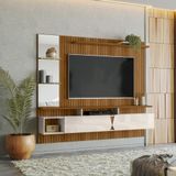 Painel Vega Painel Para Tvs Até 55 Polegadas 2 Portas Freijo Ripado Off White Perolizado