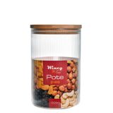 Pote Para Mantimentos Prisma Bambu Vidro 1,3l
