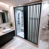Porta Box Sanfonada Para Chuveiro Pvc 175x185cm Preto