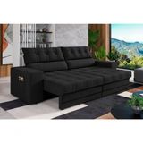 Sofá Omega Plus 2,30m Retrátil/reclinável Suede Preto - Xflex