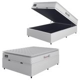 Cama Box Baú Casal Colchão Espuma D33 Pillow Top New Millenium 138x188x60cm Branco Hellen