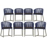 8 Cadeiras De Jantar Área Noronha Fendi E9 Trama Original Azul