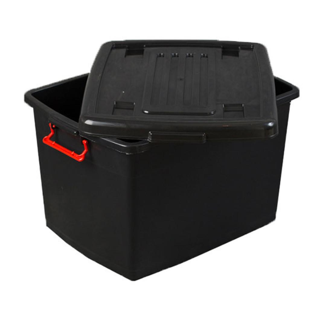 Caixa Organizadora Com Roda Heavy Box 95 Lts - Preto