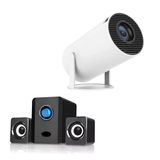 Kit Multimídia Completo: Projetor Hy300 Branco + Caixa De Som Potente – Cinema Em Casa Com Qualidade Hd!