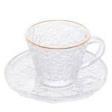 Xícara Chá Cristal Borda Dourada E Pires Petra 180 Ml