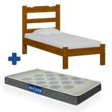 Cama De Solteiro De Madeira Imbuia Esmeralda Nemargi Com Colchão Probel D20