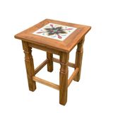 Banquinho Com Ladrilho Hidráulico 35x35x45 Estampa Variada - Sudeste Rustico