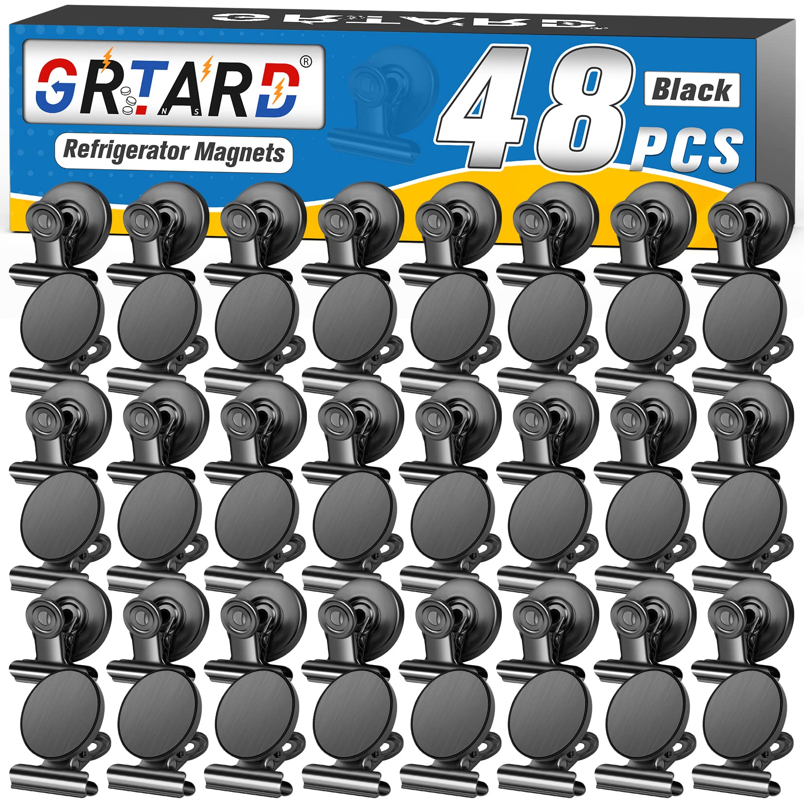 Clipes Magnéticos Grtard Black Para Geladeira, Pacote Com 48 Unidades Heavy Duty