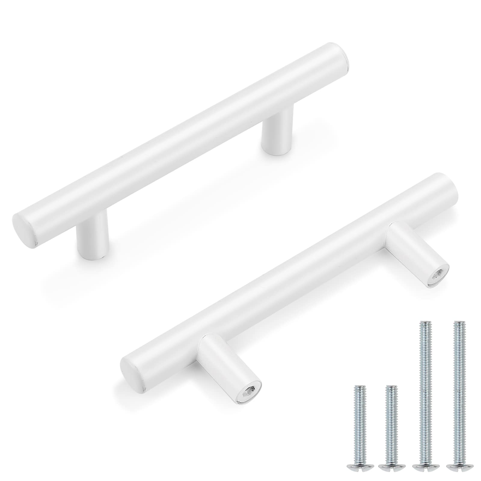 Cabinet Pulls Probrico White Inox Steel 76 Mm Pacote Com 10