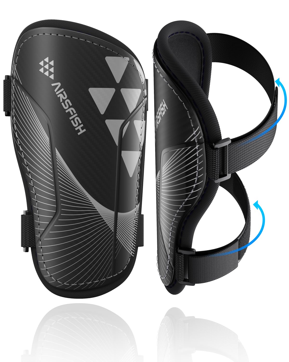 Shin Guards Airsfish Soccer Kids Youth Com Certificação Ce Preta