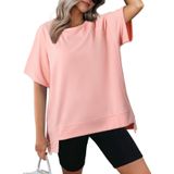 Blusas E Blusas Femininas Dokotoo, Gola Redonda, Manga Curta, Rosa