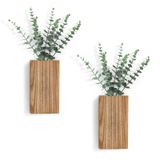Vaso De Plantador De Parede Dahey Wood Com Eucalipto Artificial X2