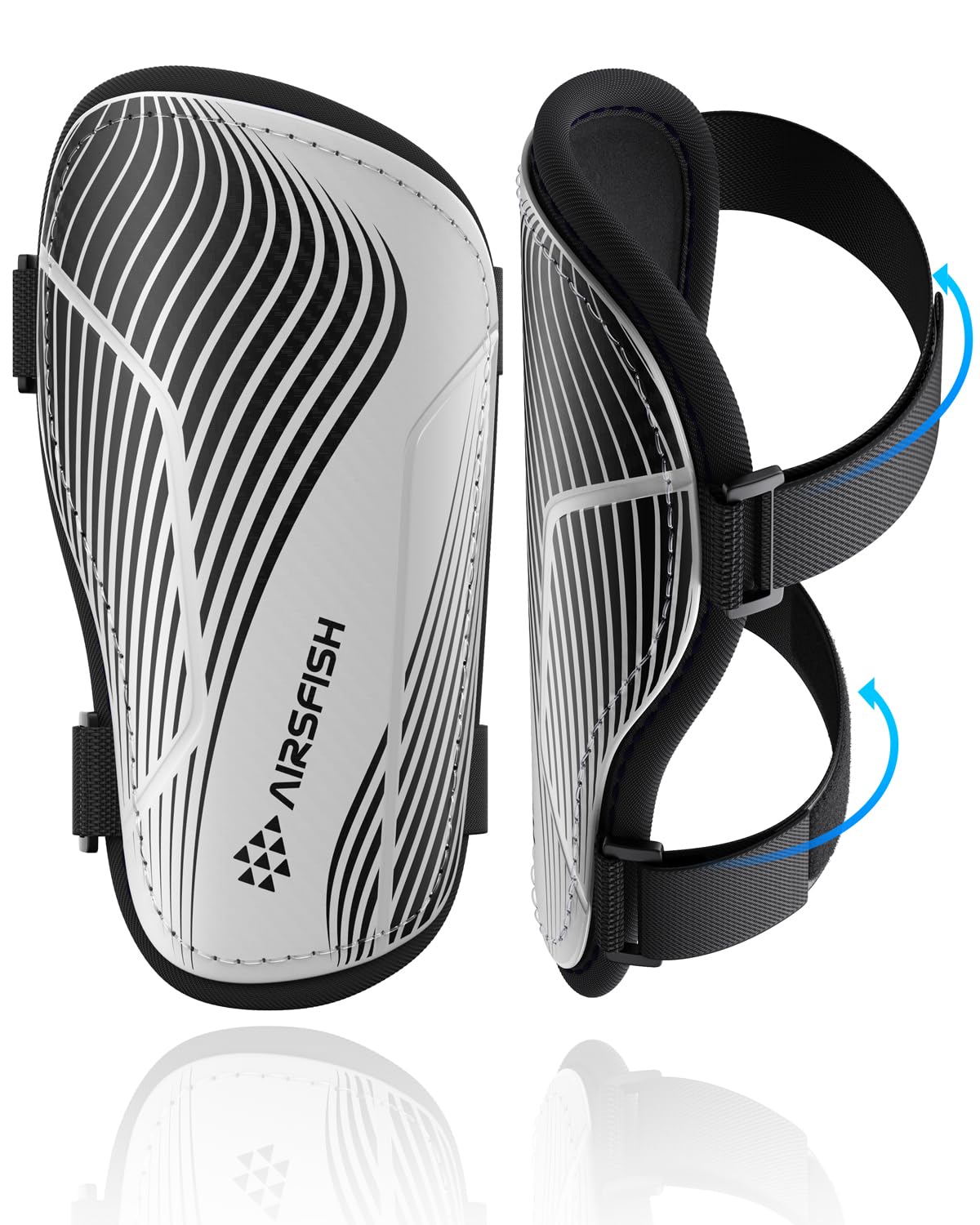 Shin Guards Airsfish Soccer Kids Youth, Com Certificação Ce, Cinza