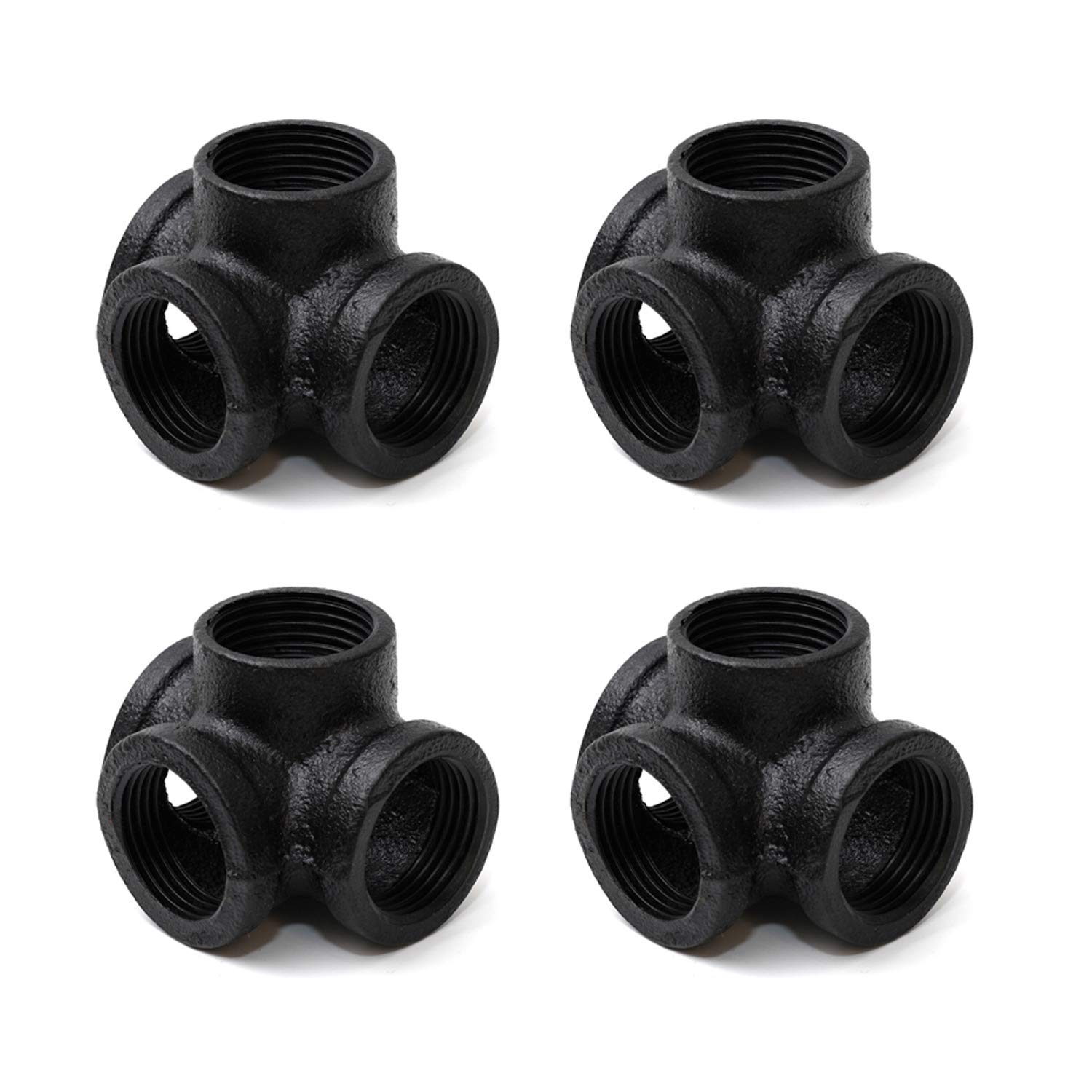 Camiseta Pipe Fitting Home Tzh, Pacote Com 4 Saídas Laterais De 4 Vias, 1/2" Preta