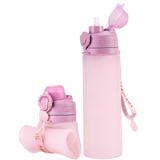 Garrafa De Água Dobrável Taketoday 600 Ml Com Alça De Palha Lilás
