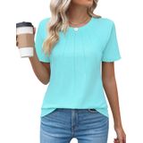 Camisa Social Feminina Kistore Com Gola Redonda E Manga Curta Aqua Xl