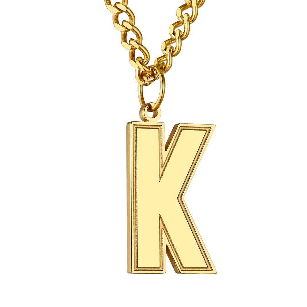 Colar Goldchic Jewelry Letter K Gold Chain 22 Polegadas