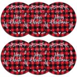 Placemats Lucomb Christmas, Conjunto De 6, Redondos, 33 Cm, Impermeáveis