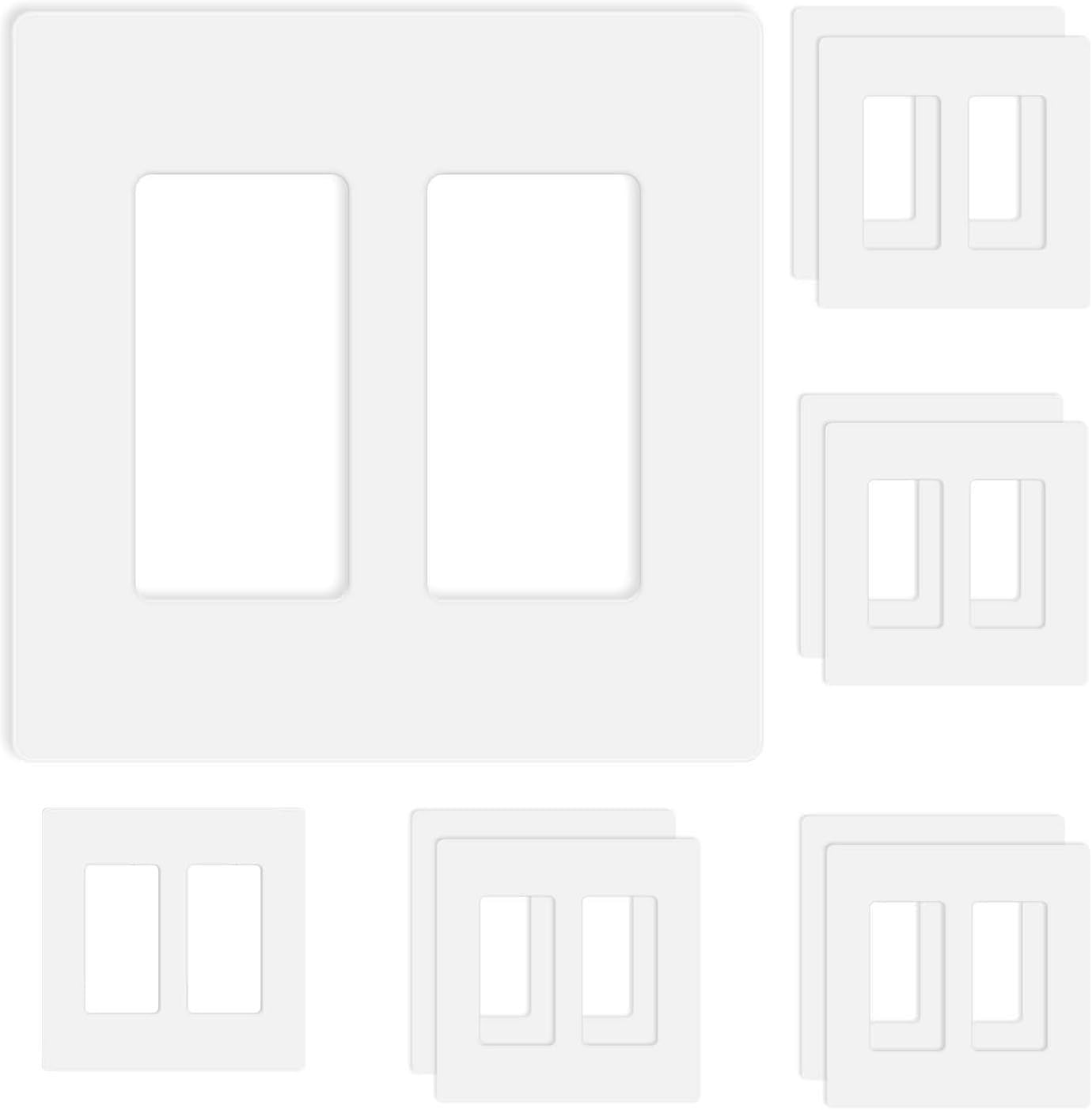 Placas De Parede Zeftv Screwless 2-gang Switch Outlet White (pacote Com 10)