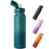 Garrafa De Água Isolada Buzio 946ml Com Tampa De Palha Vacuum Ss Blue