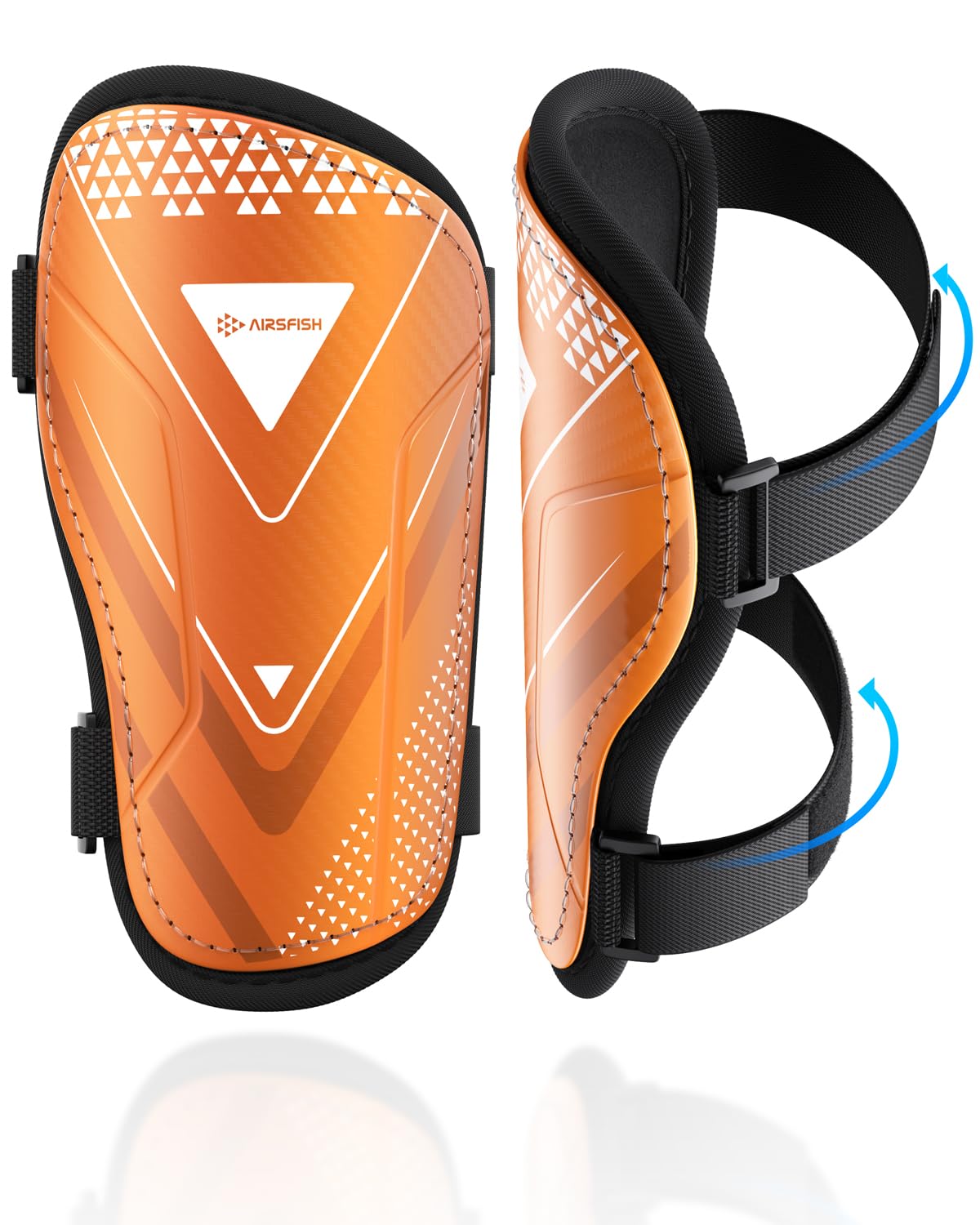 Shin Guards Airsfish Soccer Kids Youth, Com Certificação Ce, Laranja