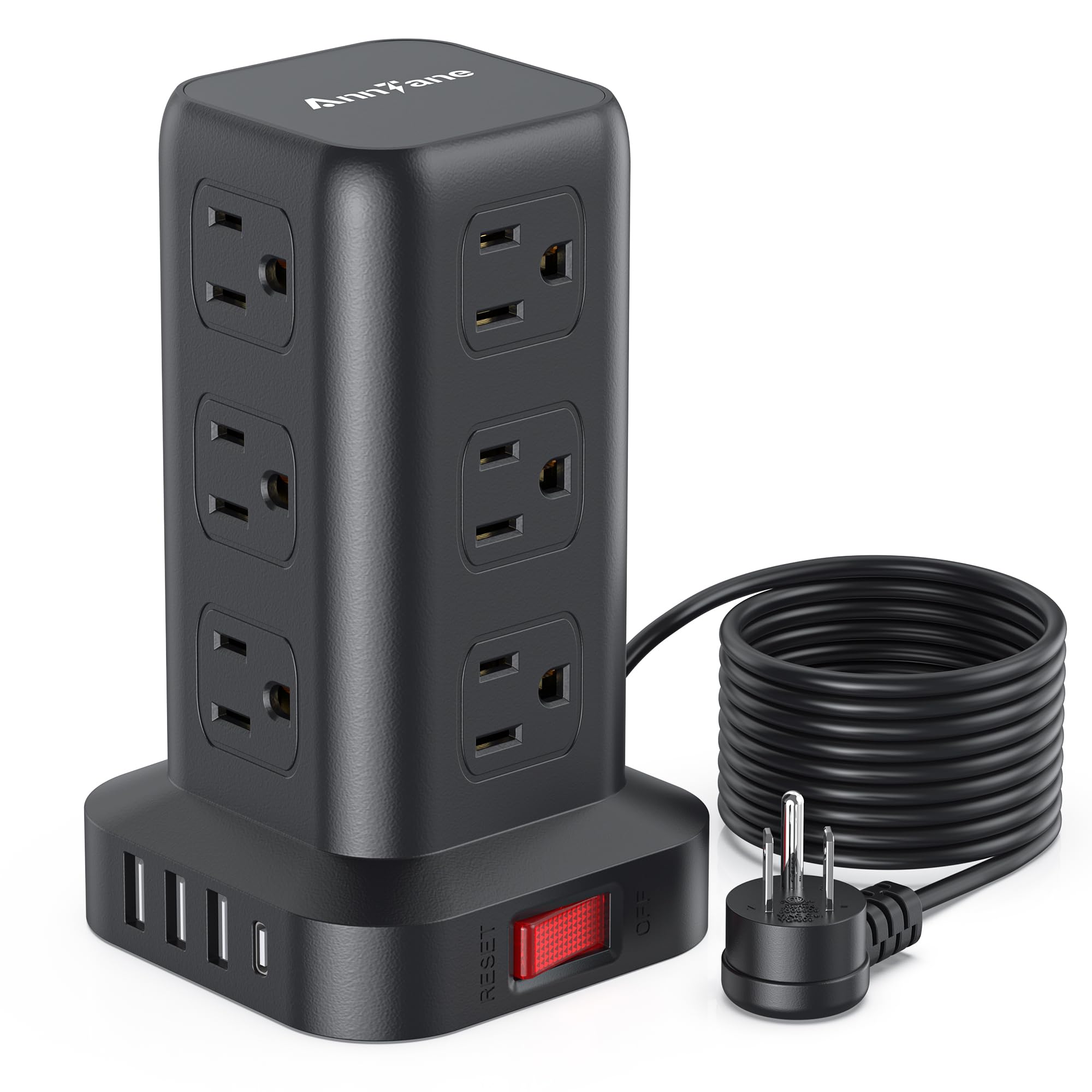 Protetor De Sobretensão Power Strip Antane Surge Protector, Cabo De 10 Pés