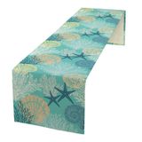 Toalha De Mesa Llylumty Coastal Beach Sea Animals 33x184cm De Linho