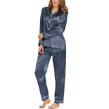 Conjunto De Pijamas Swomog Silk Satin Sleepwear, Manga Comprida Feminina