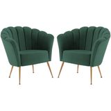 Kit 2 Poltronas Decorativas Pes Aço Dourado 7048 Veludo Verde Dmobiliario Verde