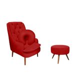 Kit Amamentação Poltrona + Puff + Almofada Suede Vermelho - Majú Decor