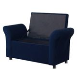 Recamier Baú Sapateira Louis 140x Suede Azul Marinho - Majú Deor