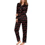 Conjunto De Pijamas Swomog, Roupa De Dormir De Manga Comprida Feminina, Seda E Cetim