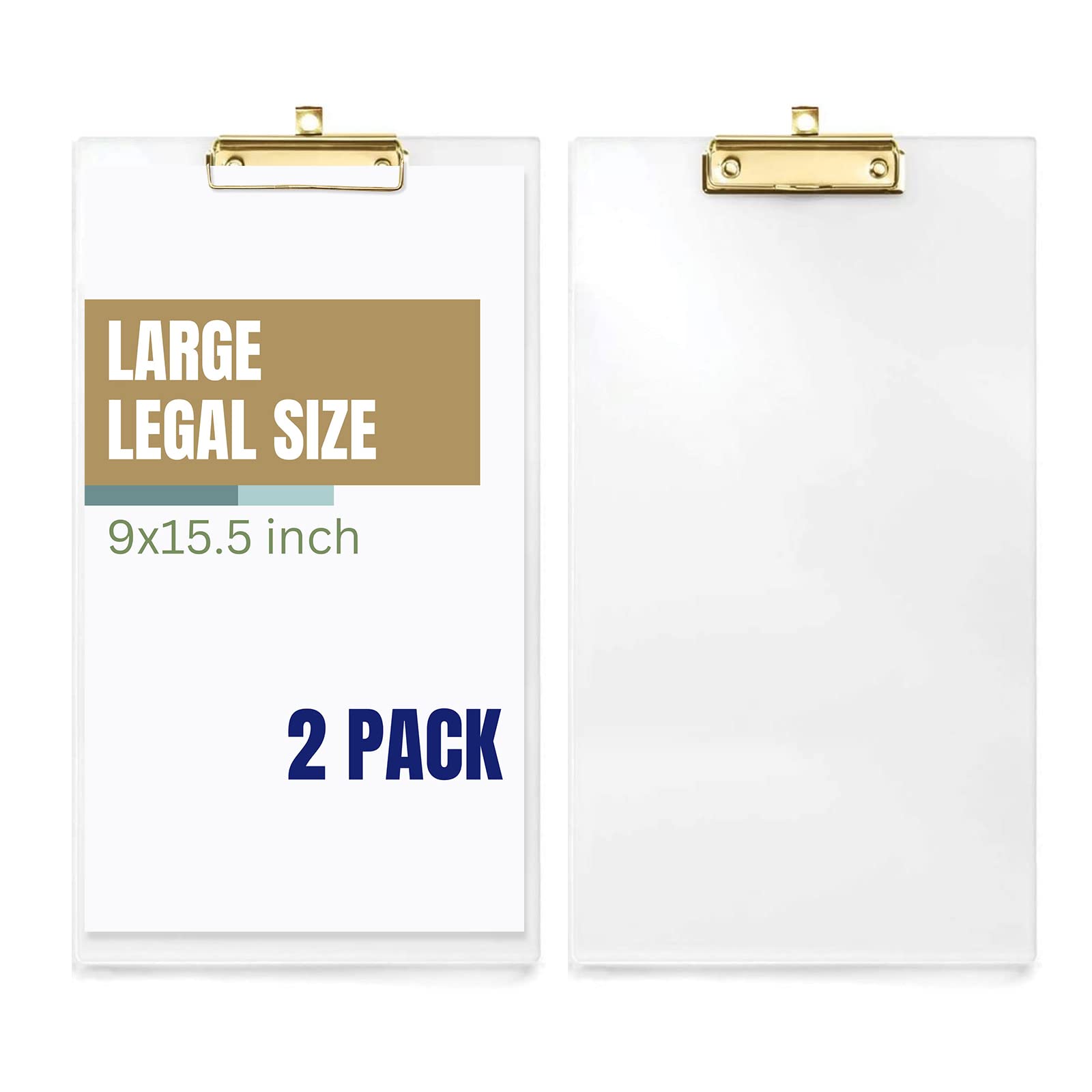 Prancheta De Acrílico Transparente Uniqooo Com Clipe Dourado, Tamanho Legal De 9 X 15,5 Polegadas