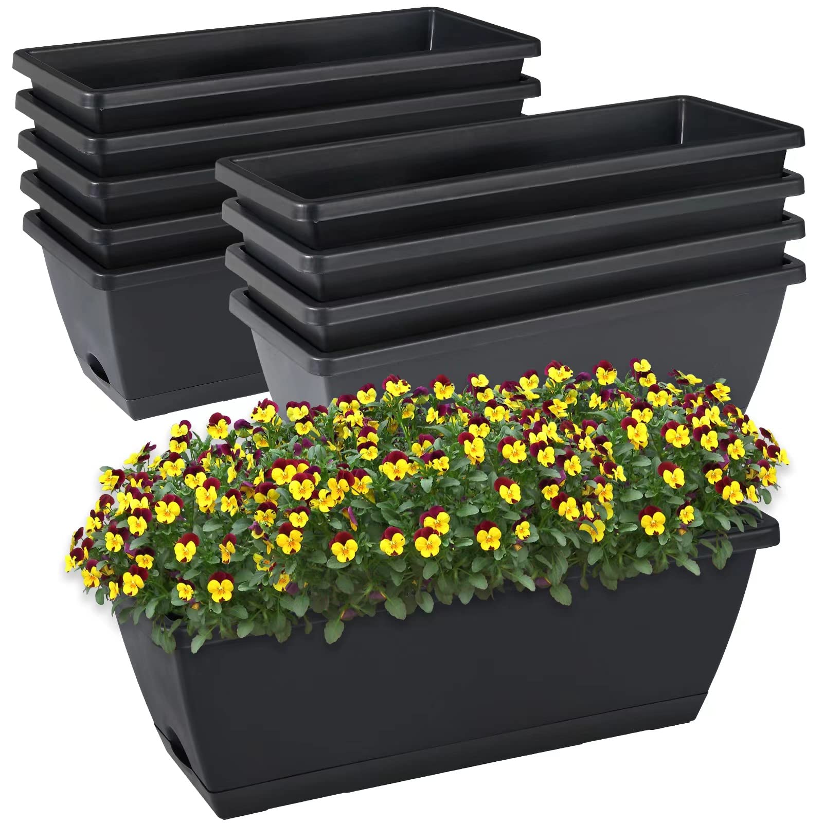 Plantador De Caixa De Janela Chukemaoyi Plastic, Pacote Com 10, 43 Cm, Preto