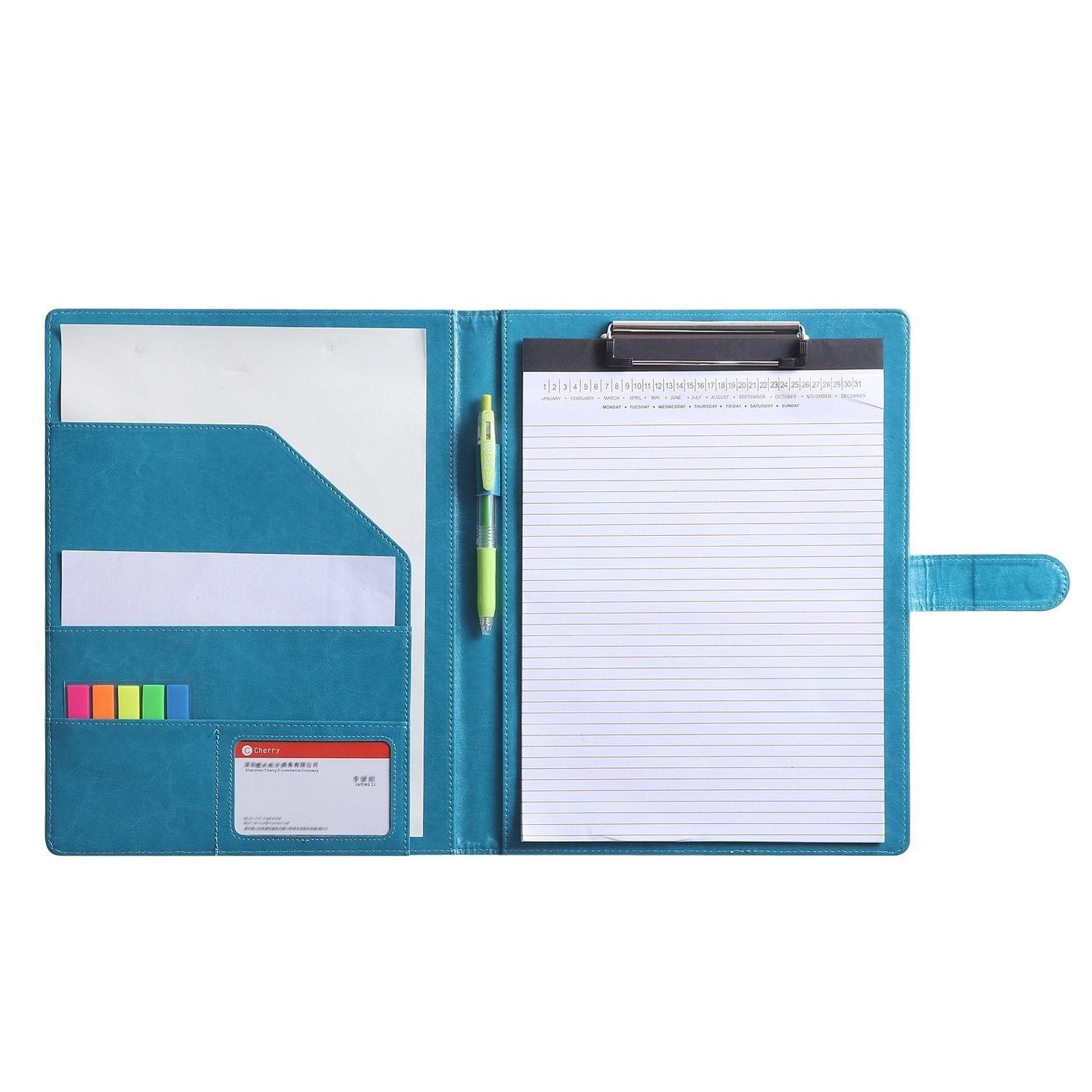 Portfolio Pad Folio Document Organizer Mymazn Turquoise