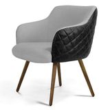 Poltrona Jade Pés Palito Madeira C-315 Tressê Cinza Claro