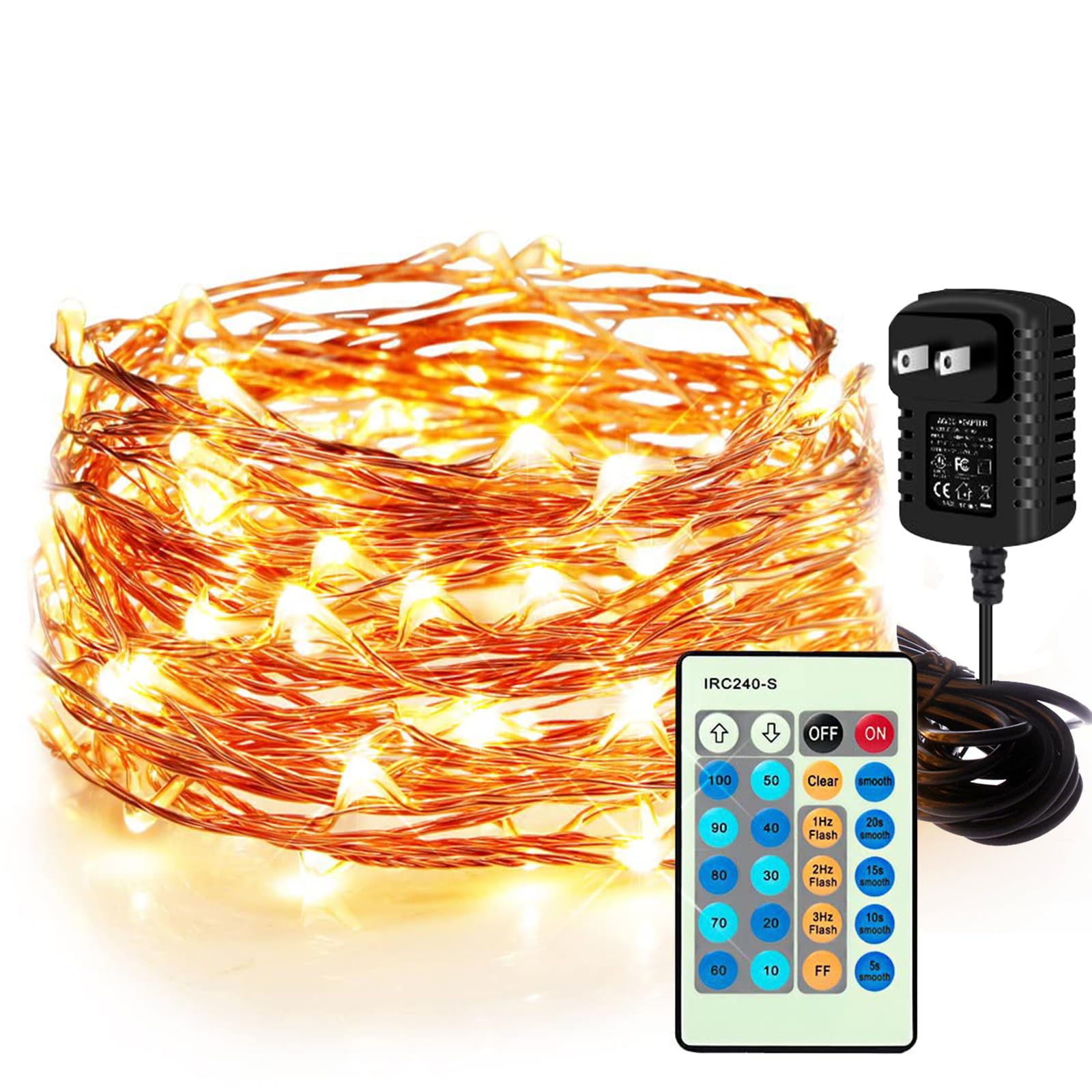 Fairy String Lights Moobibear Waterproof 33 Pés 100 Leds Branco Quente