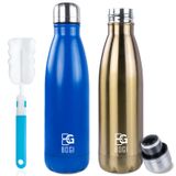 Garrafa De Água Bogi Isolada 500ml Em Aço Inoxidável, Pacote Com 2