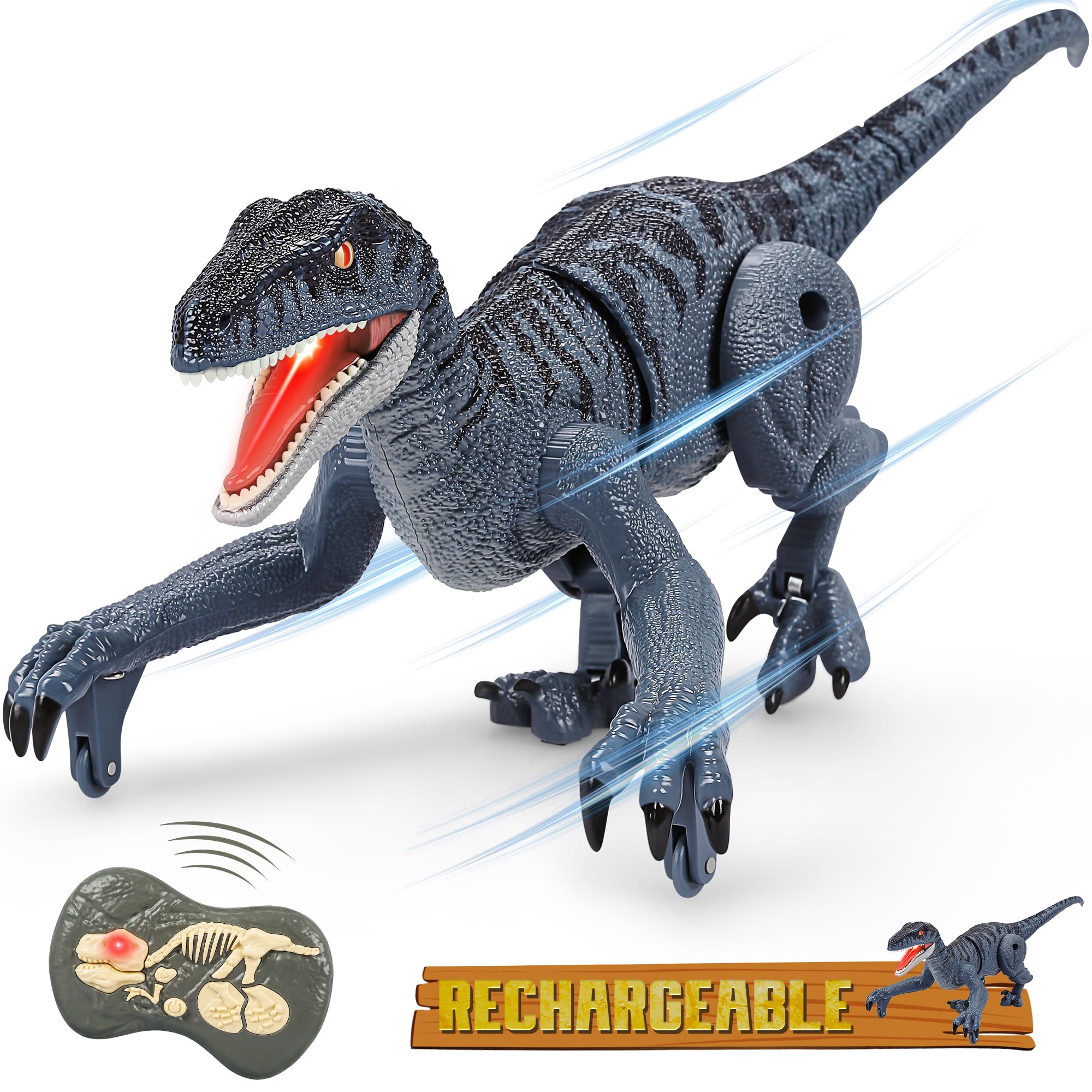 Dinosaur Cuku Educational Velociraptor De Controle Remoto