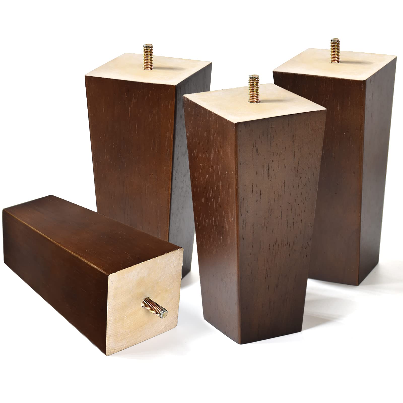 Furniture Legs Aoryvic Wood, 6 Polegadas, Marrom, Pacote Com 4
