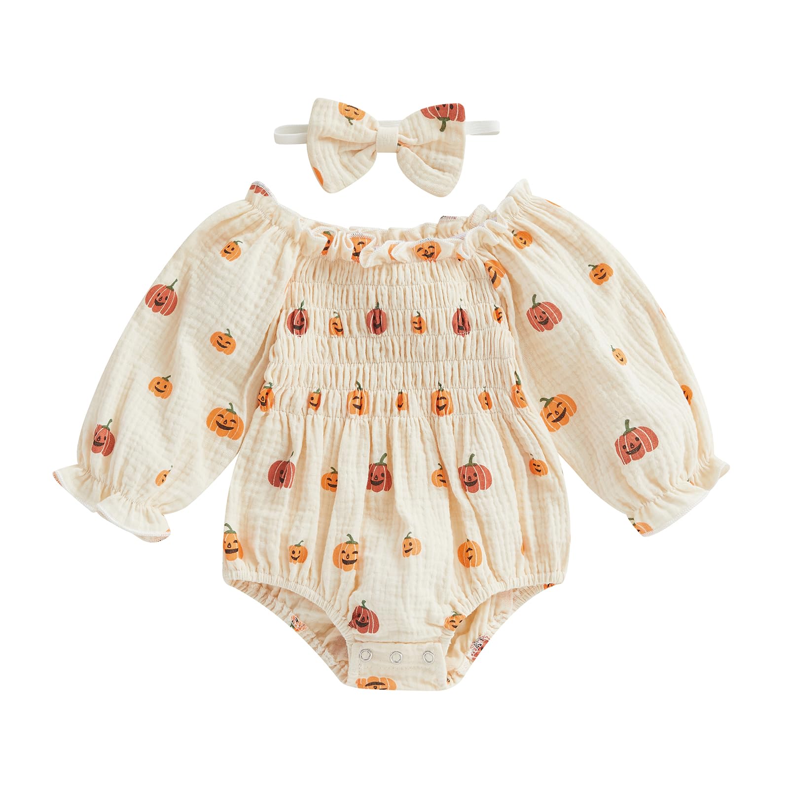Roupa De Halloween Para Menina Farrubbyine 8 Pumpkin Romper 6-12m