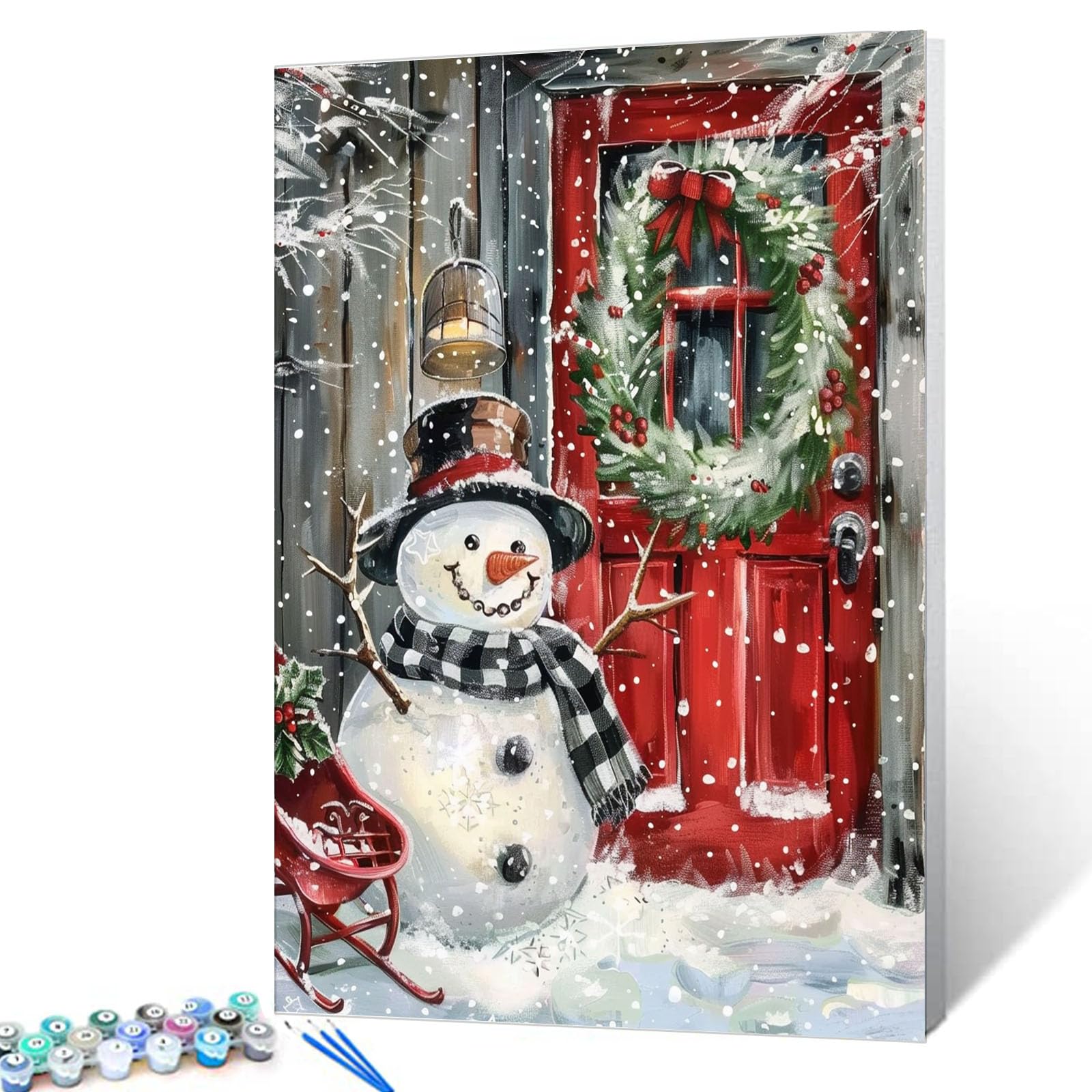 Kit Paint By Numbers Aihonmin Christmas Snowman Para Adulto